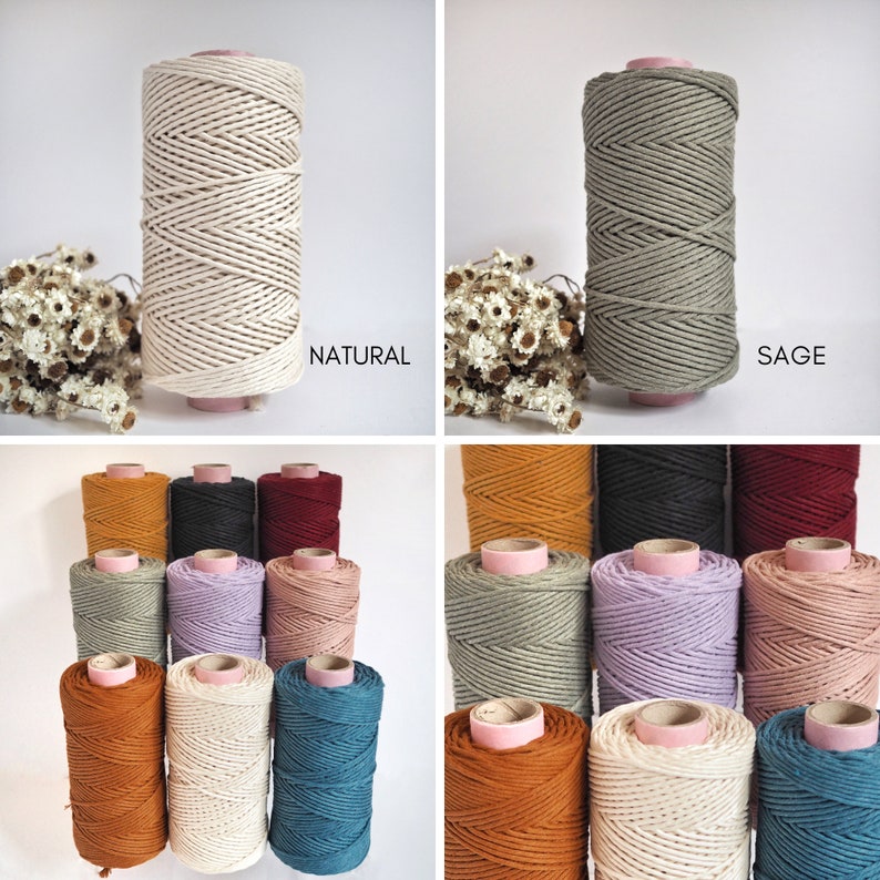 Cotton String. 3mm. Macrame. Available in 10 colours and different lengths. Recycled. Weaving projects and crafting. Rope cord string image 4
