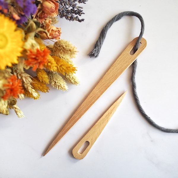 Wooden Weaving Needles with Large Eye - Beech Wood - High Quality - Perfect for chunky fibres and string