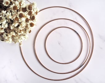 Metal Hoop Shape. Macrame Frame. For crafts, floristry and dream catchers. 3 Sizes available. Copper Metal Frame.