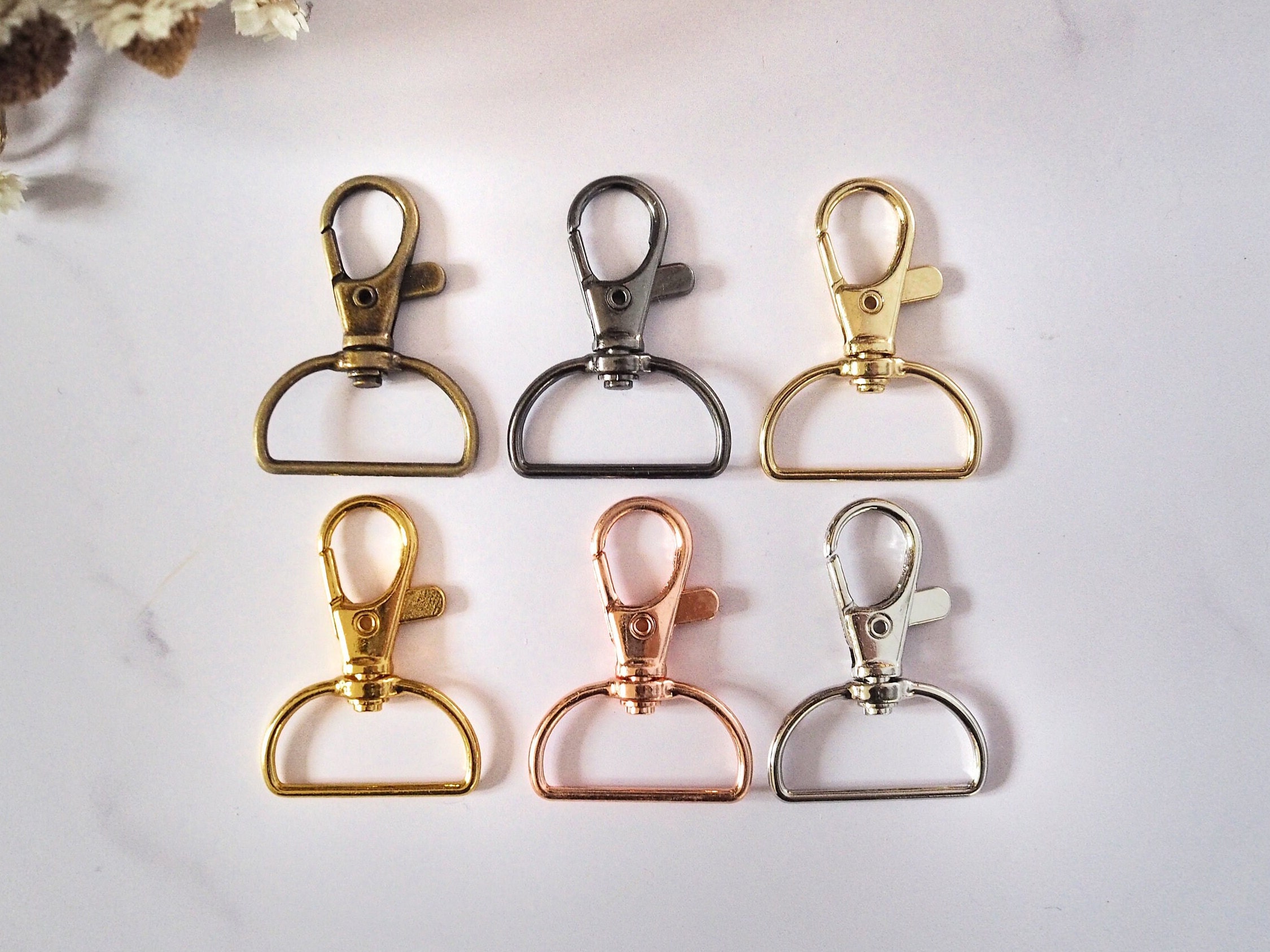 mini small Solid Brass Swivel Trigger Snap Hooks Keychain lobster clasp  with D ring 9mm 11 mm leather craft DIY Jean wallet