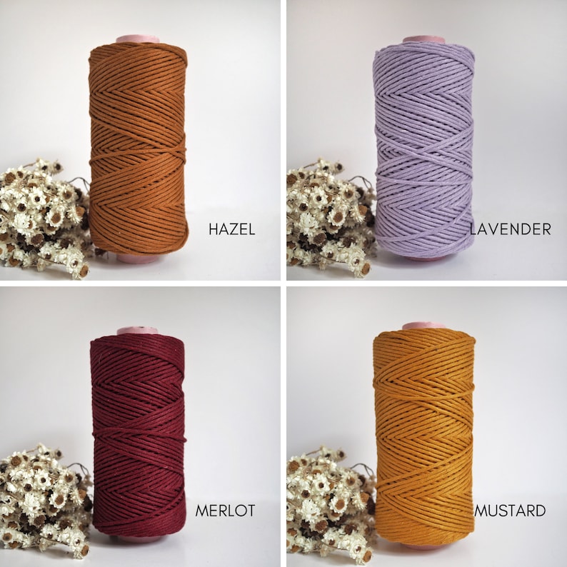 Cotton String. 3mm. Macrame. Available in 10 colours and different lengths. Recycled. Weaving projects and crafting. Rope cord string image 3