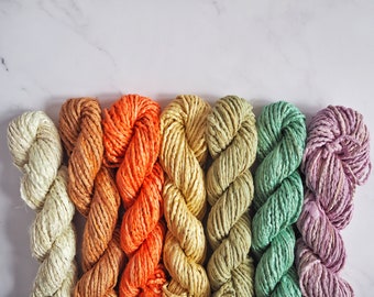 Recycled Sari Silk Ribbon - 100g skein. Embroidered & Handmade. Cord. Hand dyed. Perfect for weaving, macrame, knitting and crochet!