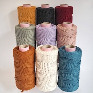 Cotton String. 3mm. Macrame. Available in 10 colours and different lengths. Recycled. Weaving projects and crafting. Rope cord string image 1