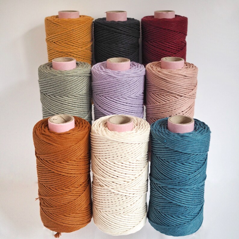 Cotton String. 3mm. Macrame. Available in 10 colours and different lengths. Recycled. Weaving projects and crafting. Rope cord string image 1