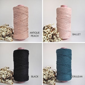 Cotton String. 3mm. Macrame. Available in 10 colours and different lengths. Recycled. Weaving projects and crafting. Rope cord string image 2