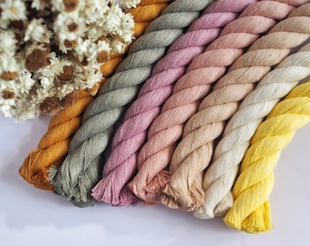 20mm Twisted Jumbo Cotton Rope. 7 colours available. Recycled 3-ply Macrame Cord. Rainbow Wall Hanging Crafts.