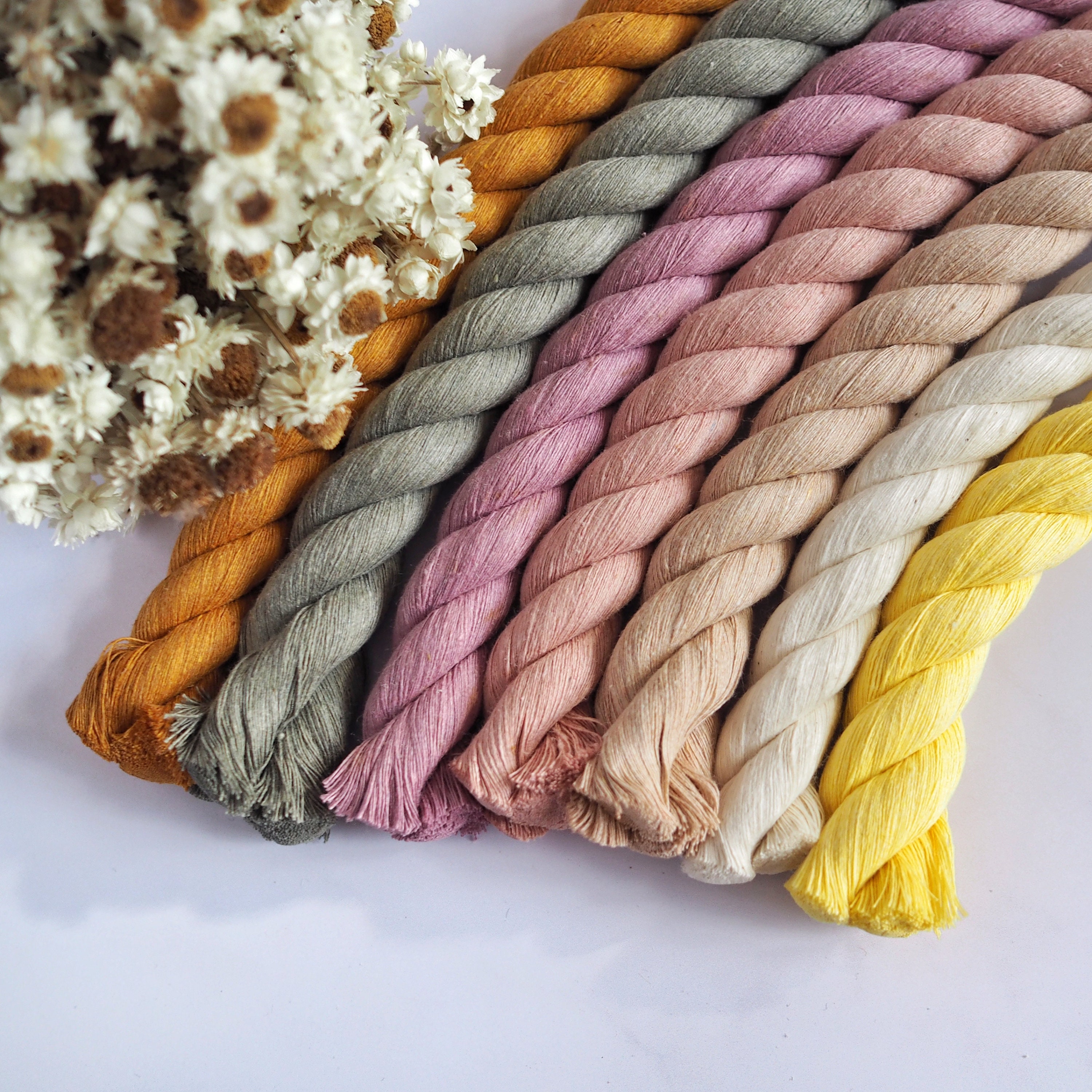 20mm Twisted Jumbo Cotton Rope. 7 Colours Available. Recycled 3-ply Macrame  Cord. Rainbow Wall Hanging Crafts. 