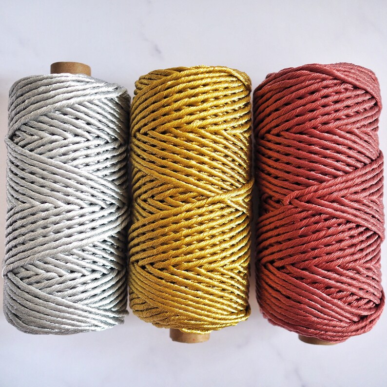 Metallic String 3mm. Macrame. 4 Colours Available. Gold, Silver, Bronze ...