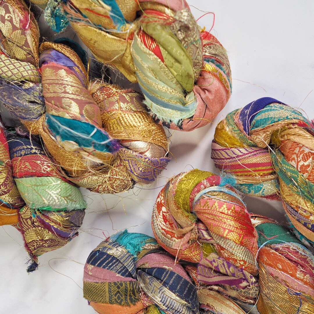 Sari Ribbon Thread Sari Silk Ribbon. Unique High Quality. Perfect for Weaving, Crafting ...