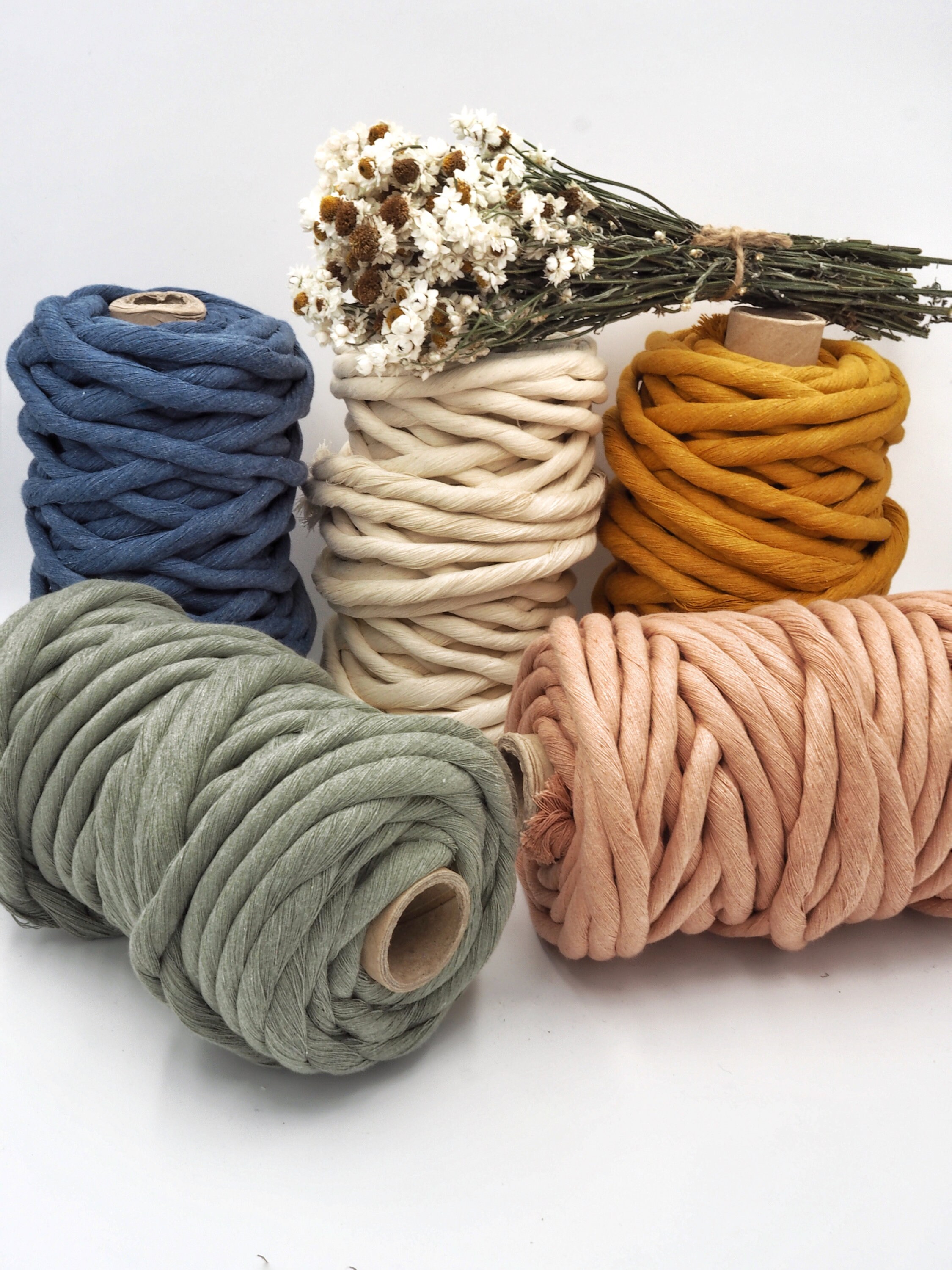 Thick Cotton Macramé String Single Twist Cord Blue Etsy