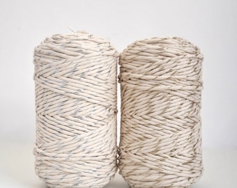 5mm Metallic Cotton Mix String. Gold/ Silver. Macrame, Weaving, Crafts. Different Lengths. Recycled cotton.