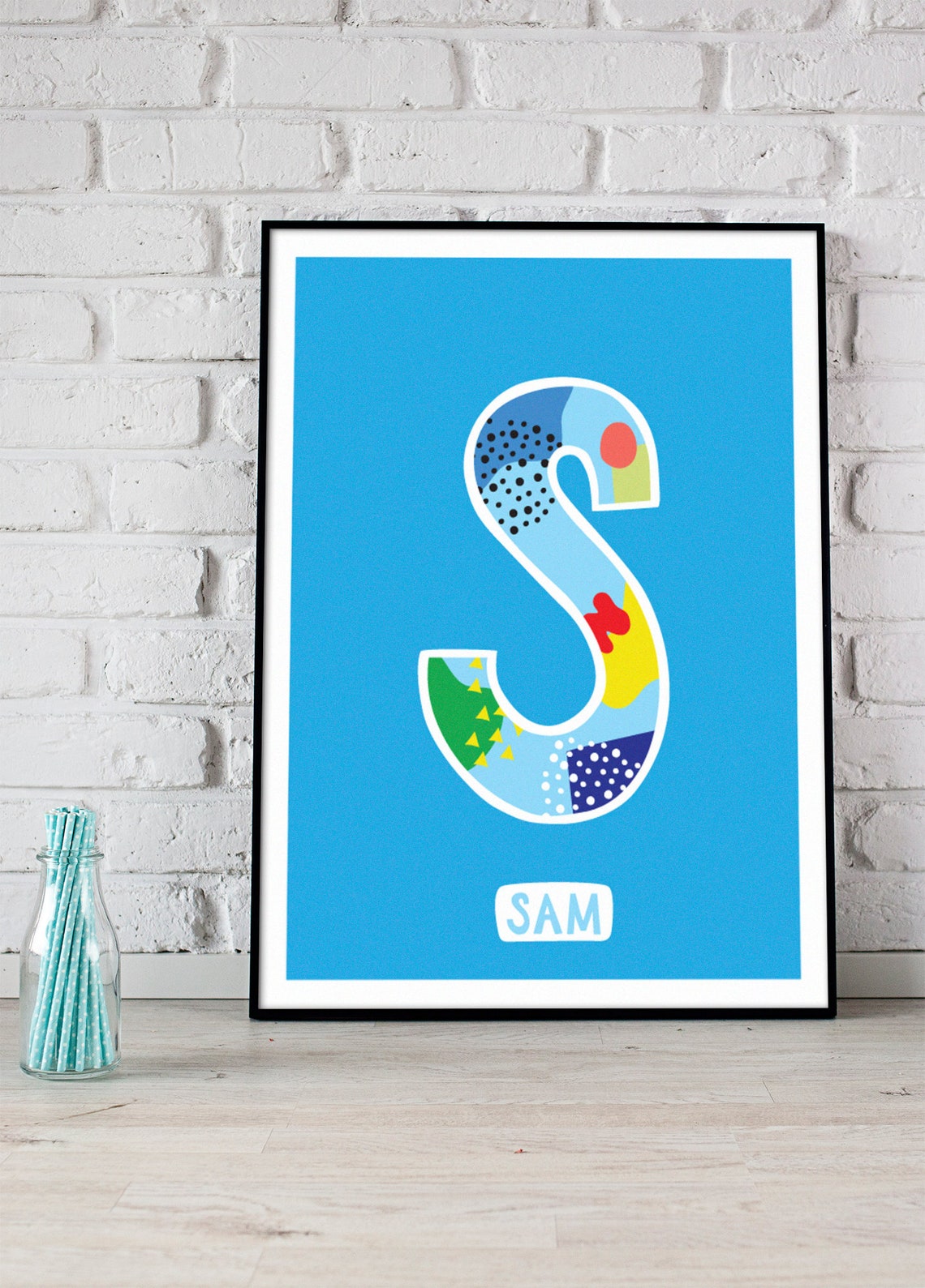 Nursery Name Wall Art Print Nursery Initial Letter Custom Etsy