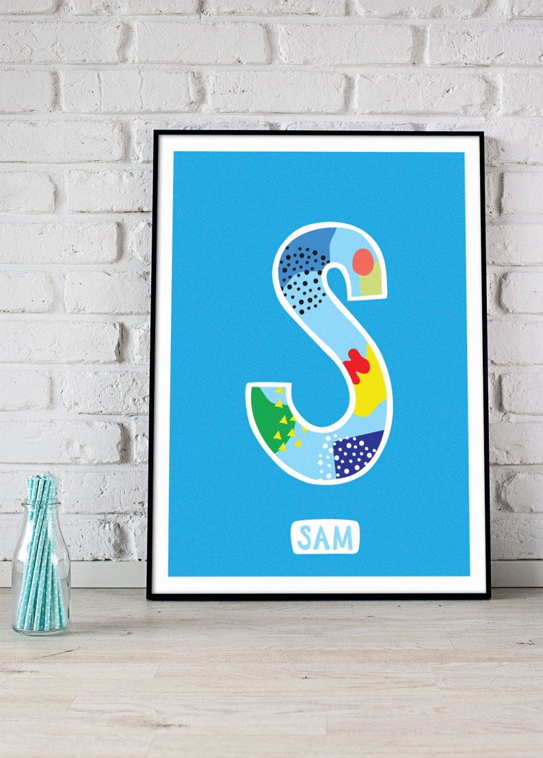 Nursery Name Wall Art Print Nursery Initial Letter Custom Etsy