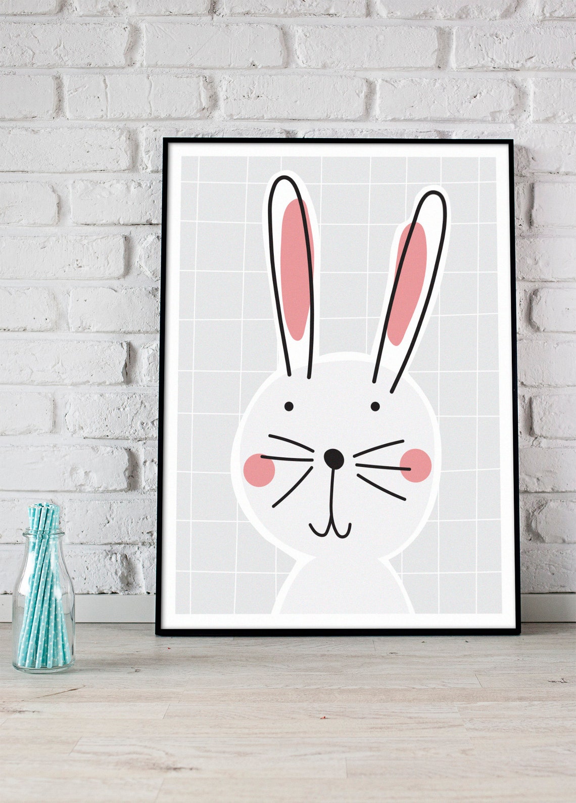 Printable Bunny Nursery Wall Art Rabbit Ilustration Bedroom Etsy