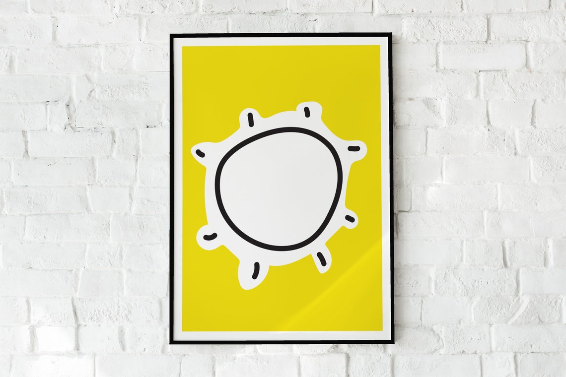 Simple Yellow Sun Wall Art Printable, Weather Kids Room Decor, Modern