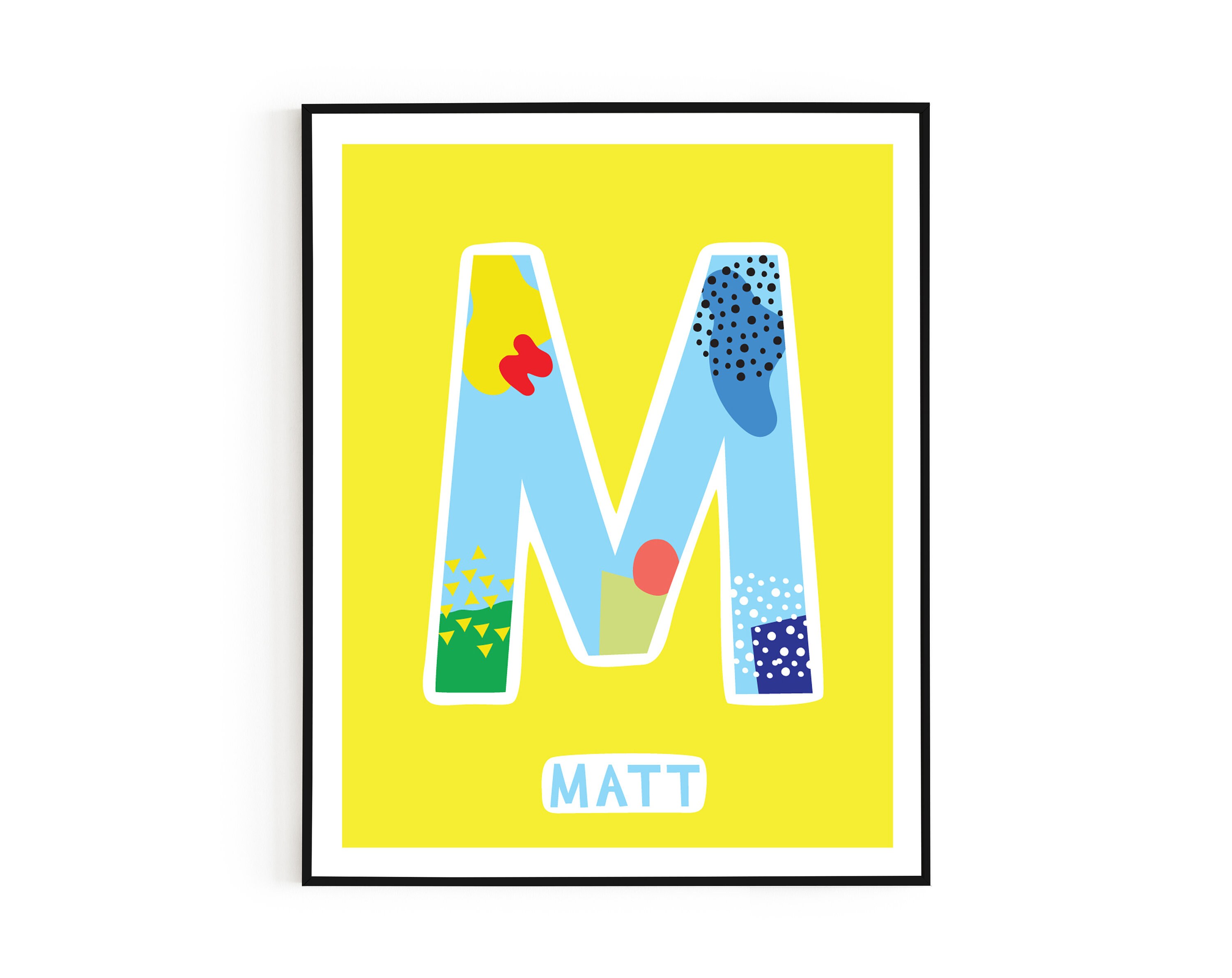 Nursery Name Wall Art Print Nursery Initial Letter Custom Etsy