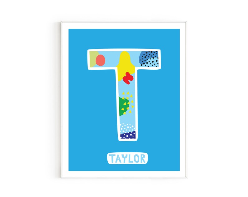 Nursery Name Wall Art Print Nursery Initial Letter Custom Etsy