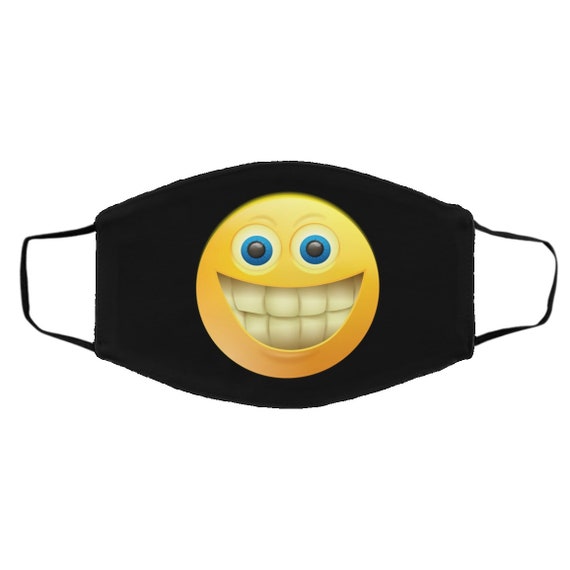 Emoji Face Mask Big Grin and Teeth Emoji Med/lg Face Mask Etsy
