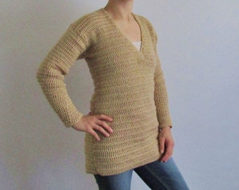Modello facile per maglione con scollo a V all'uncinetto