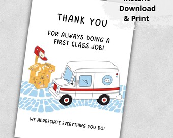 Printable Thank You for Always Delivering Card, Card for Mail Carrier ...