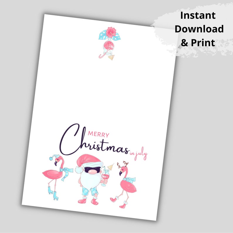 Printable Merry Christmas in July Card. Tropical Christmas - Etsy
