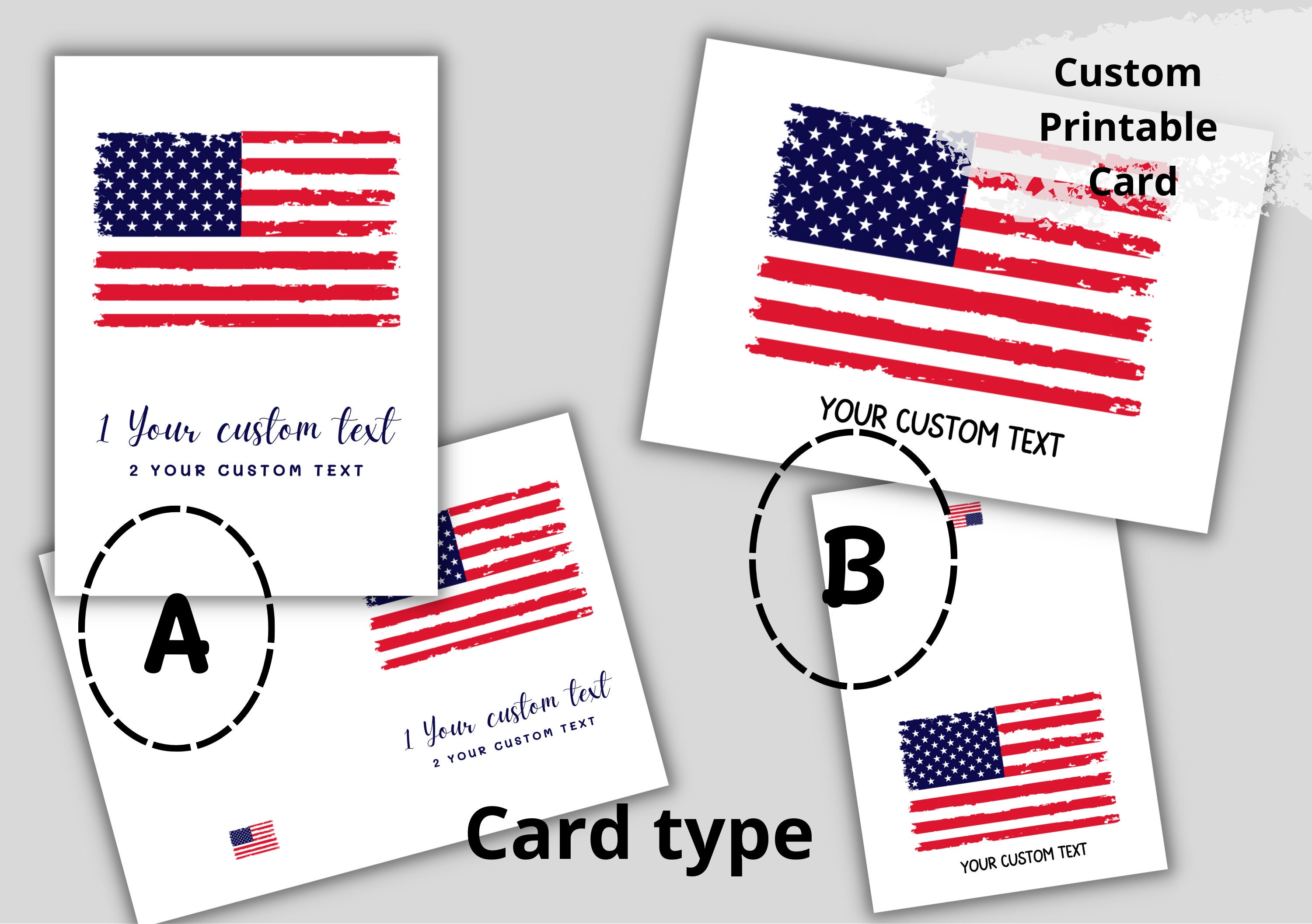 Custom American Flag Greeting Card for Patriotic Holidays, Card ...