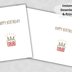 Printable Happy Birthday Cake Card, Fun Happy Birthday Card, Cute ...