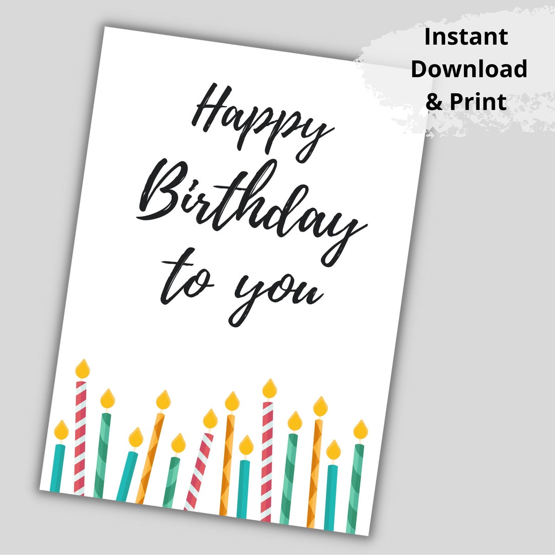 Printable Happy Birthday Card With Candles. Card Template. Card to ...