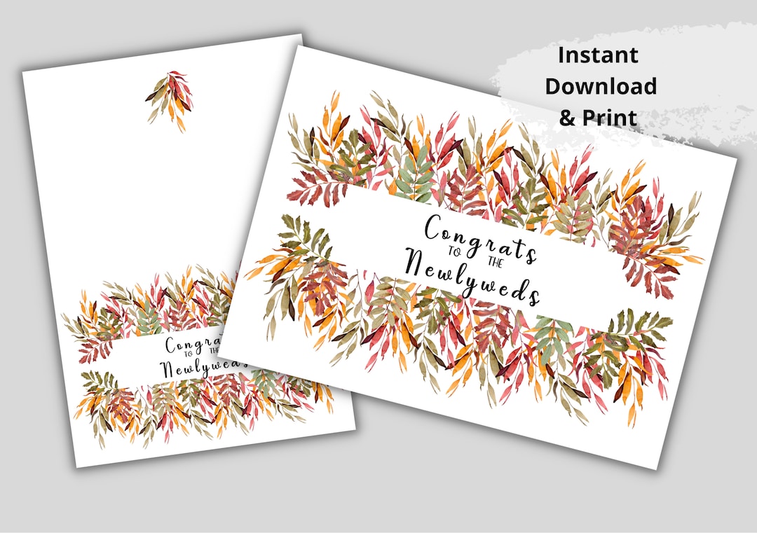 Printable Congrats to the Newlyweds Card Autumn Wedding Card - Etsy
