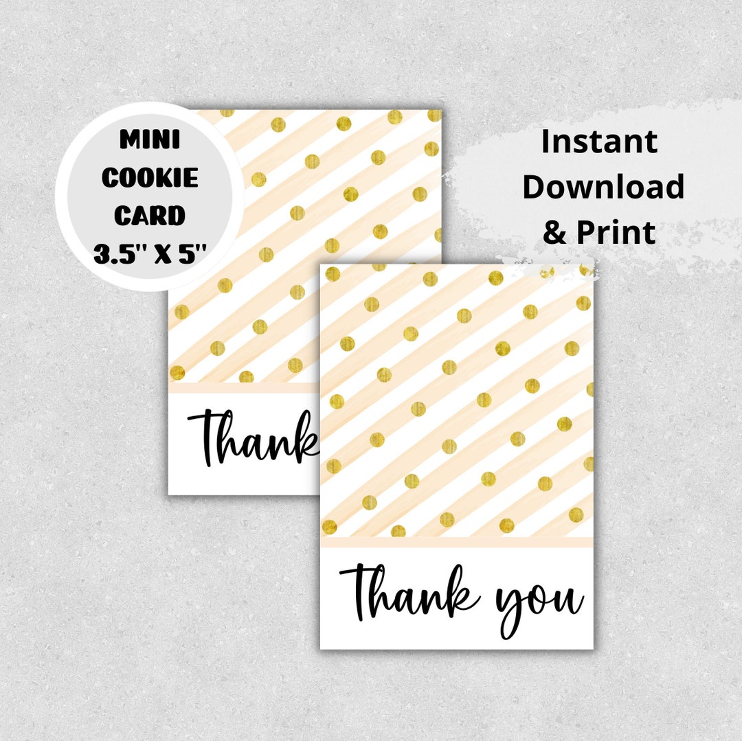 Printable Mini Cookie Cards Thank You Mini Cards Card Etsy