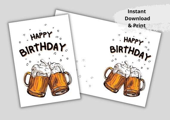 Printable Happy Birthday Card With Beer. Card Template. - Etsy Canada