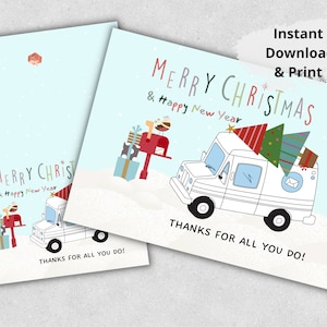 Printable Mailman Thank You Card, Christmas Gift for Mail Carrier ...