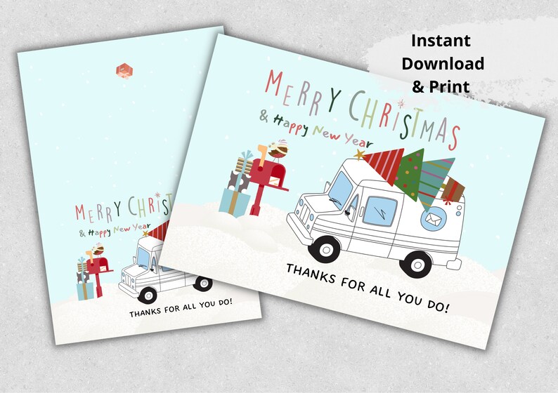 Printable Mailman Thank You Card, Christmas Gift for Mail Carrier ...