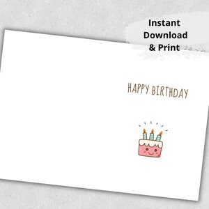 Printable Happy Birthday Cake Card, Fun Happy Birthday Card, Cute ...