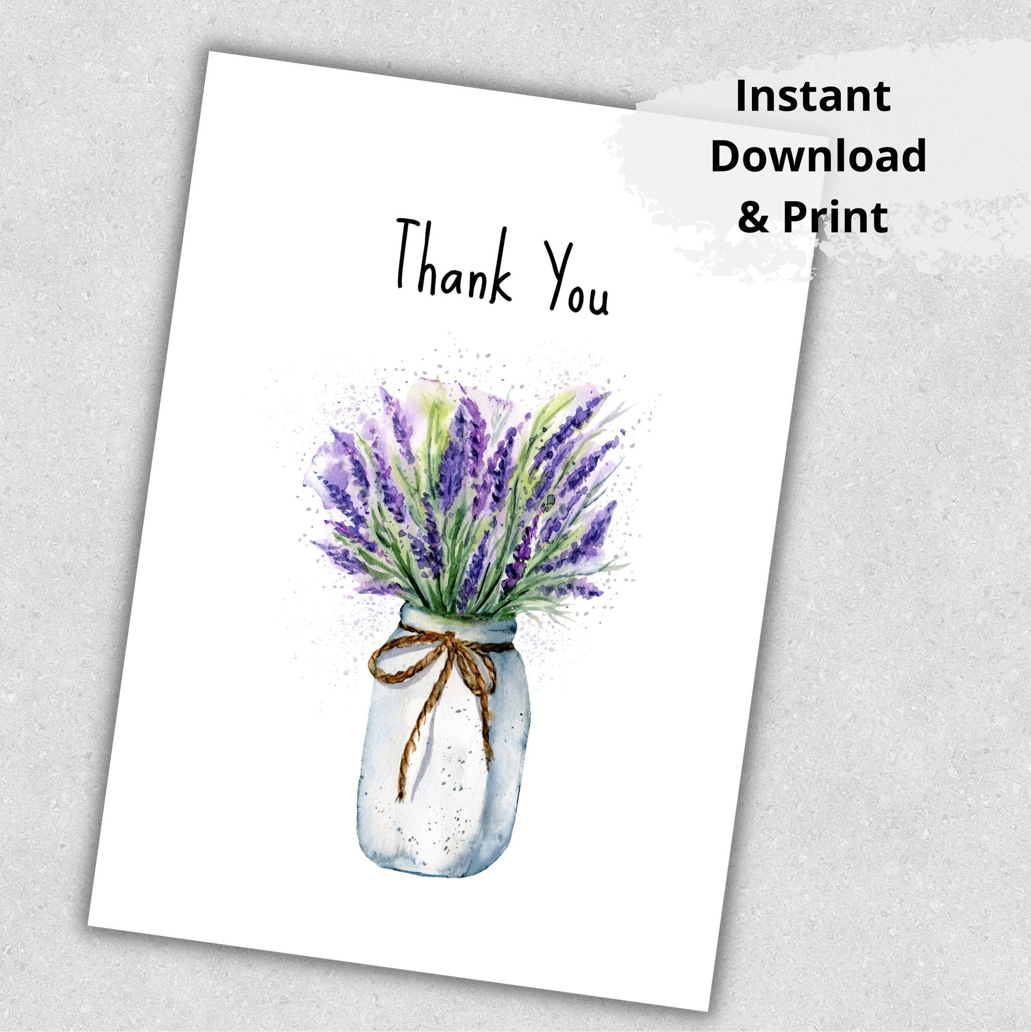 Printable Thank You Card, Flowers Card, Lavender Card, Bouquet Card ...