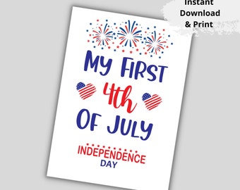 Printable 4th of July Cards. Independence Day Greeting Cards. Happy First 4th of July Card. Digital Download. Instant Download. Pdf