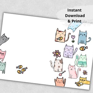 Printable Cute Cats Card, Funny Cat Card, Card for Cat Lovers, Cats ...