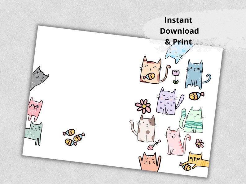 Printable Cute Cats Card, Funny Cat Card, Card for Cat Lovers, Cats ...