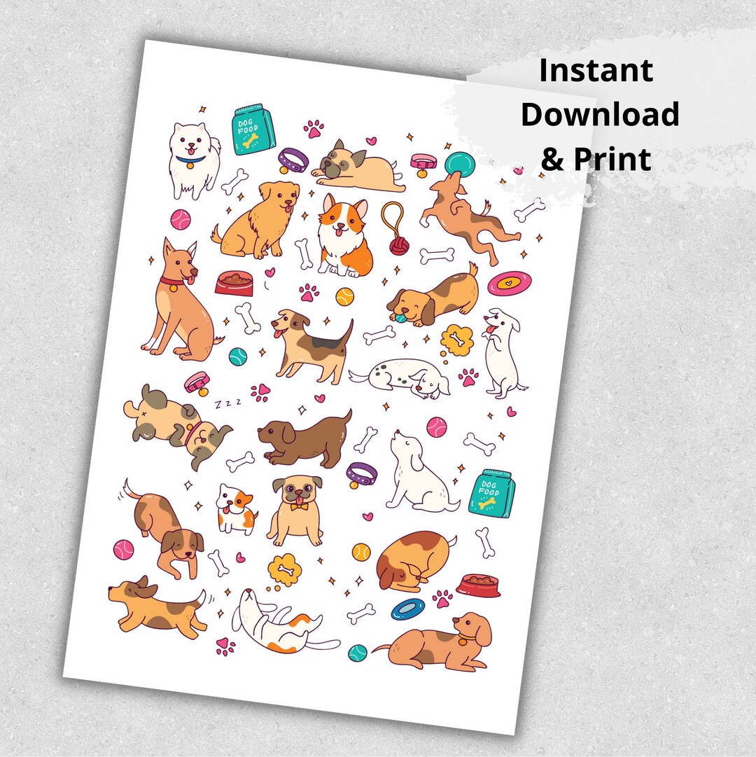Printable Cute Dogs Card, Funny Dog Card, Card for Dog Lovers, Dogs ...