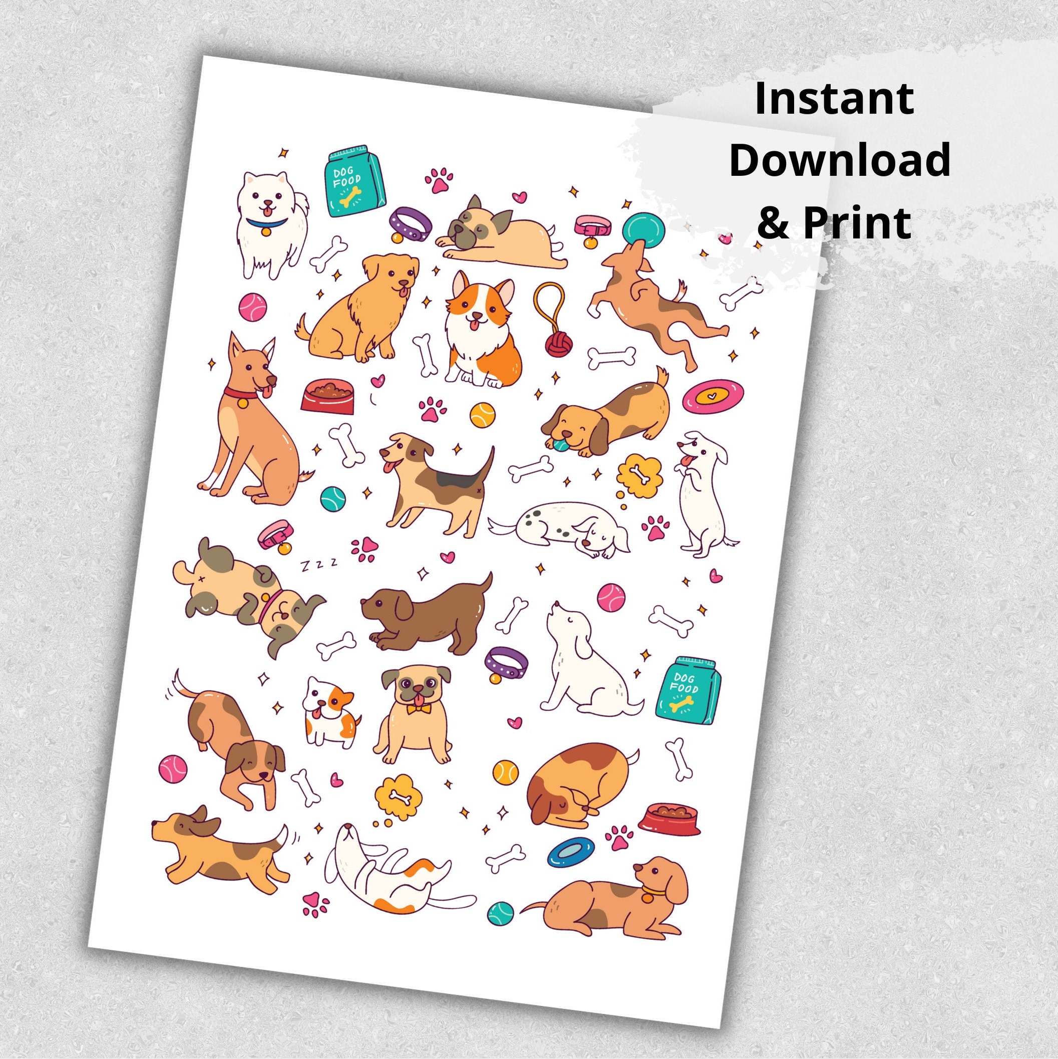 Printable Cute Dogs Card, Funny Dog Card, Card for Dog Lovers, Dogs ...