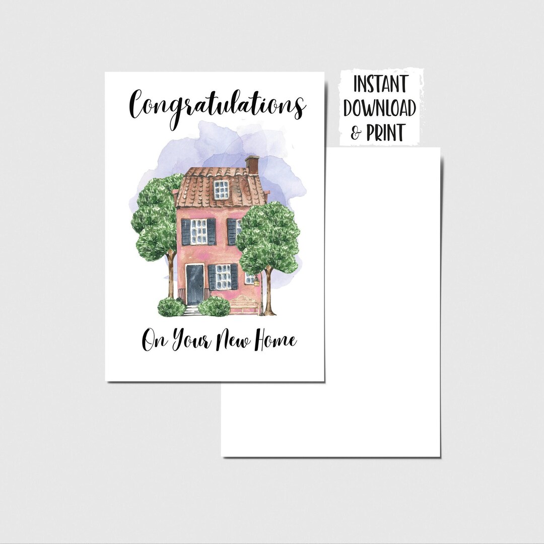Printable New Home Card. Congratulations Card. New House Card. - Etsy