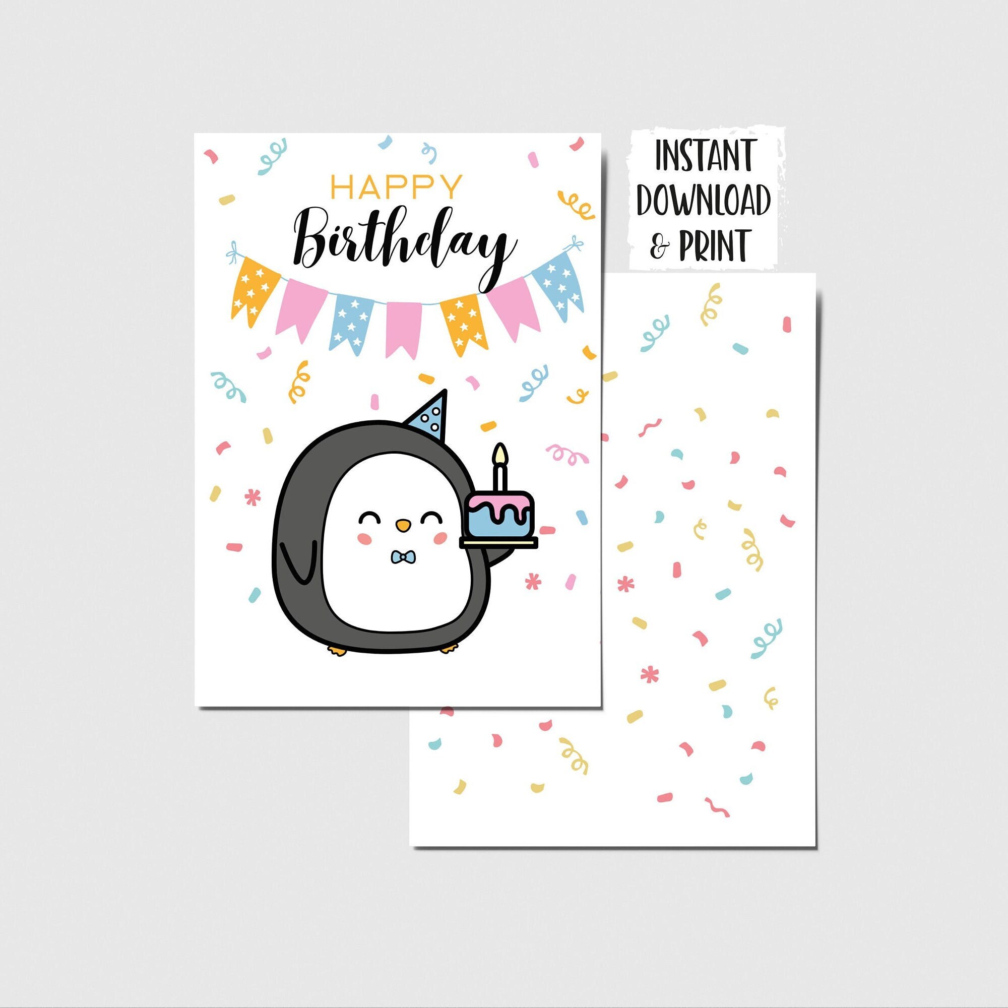 Printable Happy Birthday Card With Penguin. Card Template. Digital Download. Instant Download Greeting Card. Digital File. Card Digital Pdf - Etsy printable-happy-birthday-card-with-penguin-card-template-digital-download-instant-download-greeting-card-digital-file-card-digital-pdf-etsy