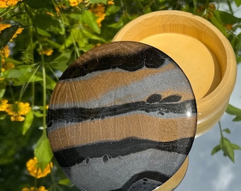 Round Wood Trinket Box with Lid