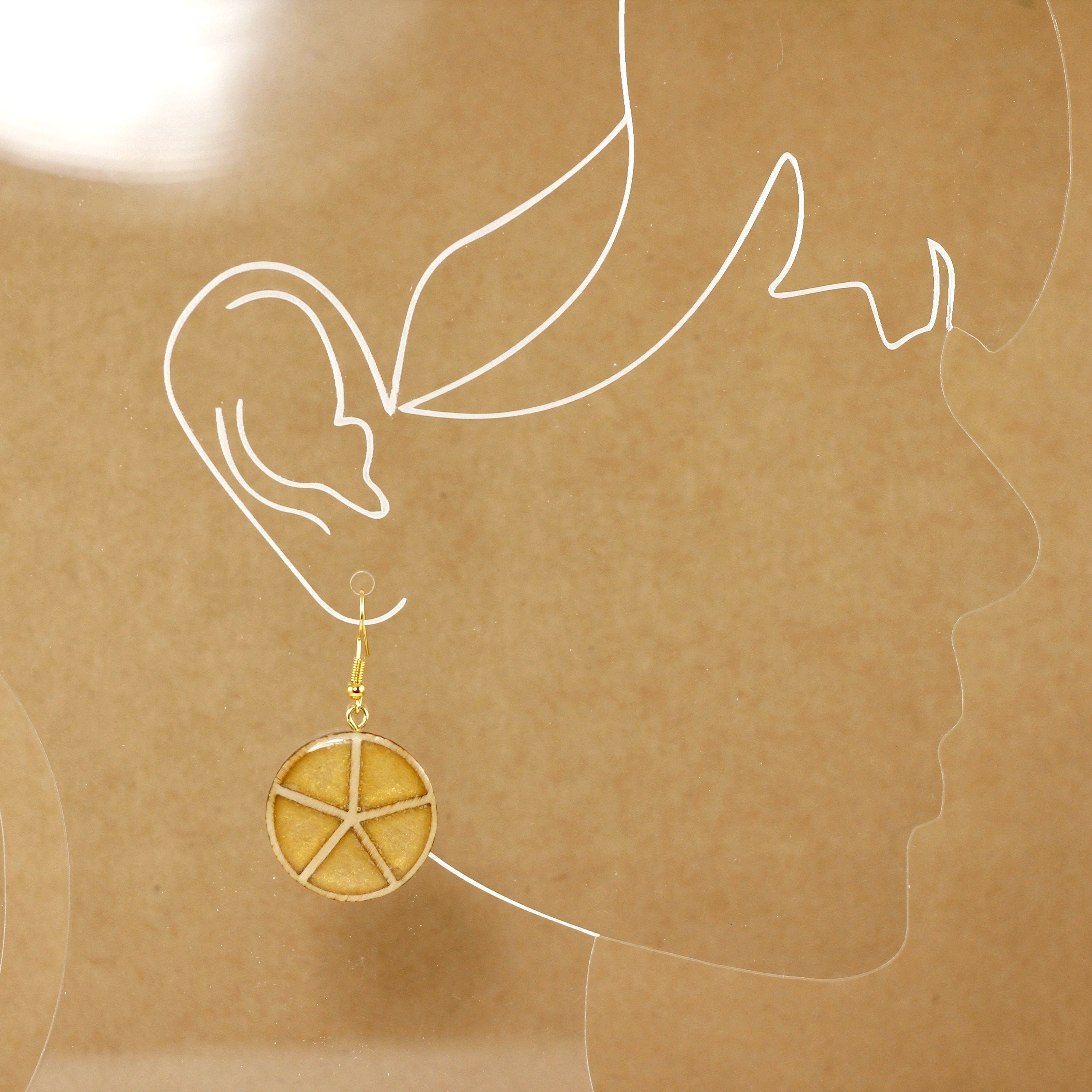 Resin Wood Circle Earrings Wooden Epoxy Earrings Dangle Etsy