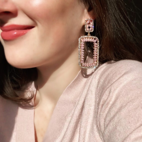 Square sparkle online hoop earrings