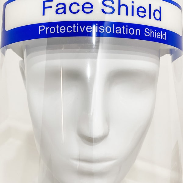 Face Shield Full Face Visor Face Covering Mask Clear Plastic Transparent Elasticated Band Protective isolation shield
