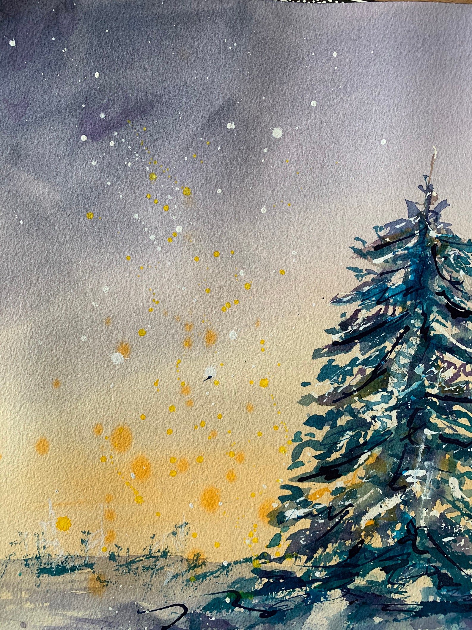 Watercolor Tree Painting Blue Spruce Mountain Art - Etsy