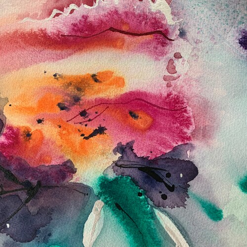 Watercolor Painting, Abstract shops Floral Painting, Abstract Flowers