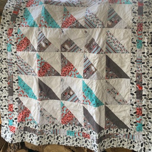 Fox Baby Quilt: Hand-Pieced Cotton Woodland Animals Blanket