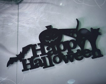 Halloween door decoration made of wood or PLA to hang